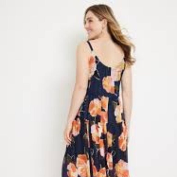 Maurices Floral Tiered Sleeveless Spaghetti Strap V-Neck Maxi Dress Plus Size 2X - Picture 2 of 9